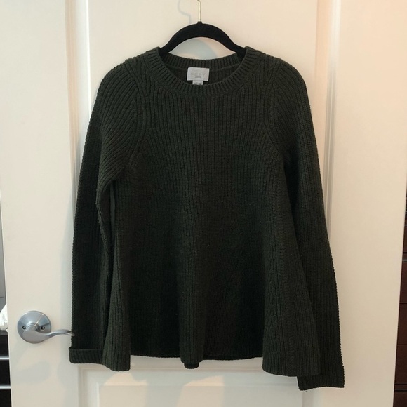 Grey By Jason Wu Forest Green Merino Wool trapeze Sweater Size S - Picture 8 of 16